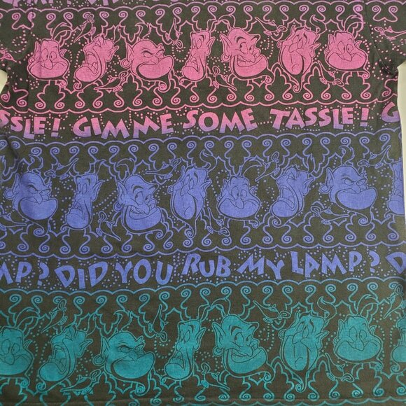 Vintage 90's Disney Aladdin Genie All Over Print Promo Shirt Single Stitch - Picture 3 of 7